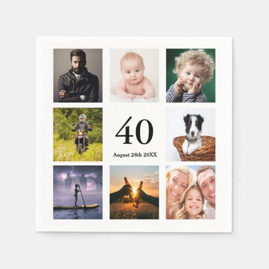 40歳の誕生日パーティー写真集の男たち スタンダードカクテルナプキン (正面)