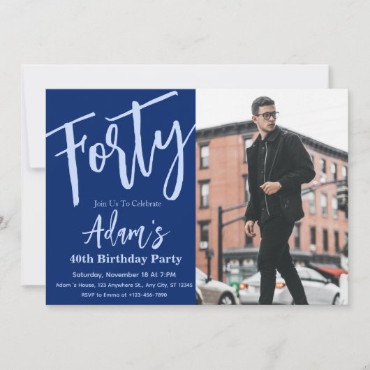40歳の誕生日パーティー写真 招待状 (正面)