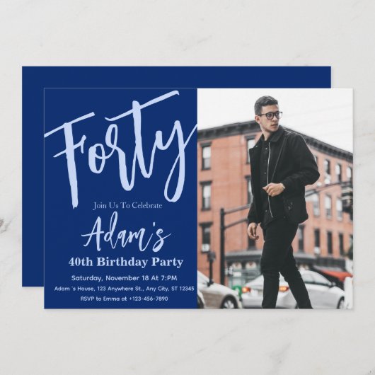 40歳の誕生日パーティー写真 招待状 (正面/裏面)
