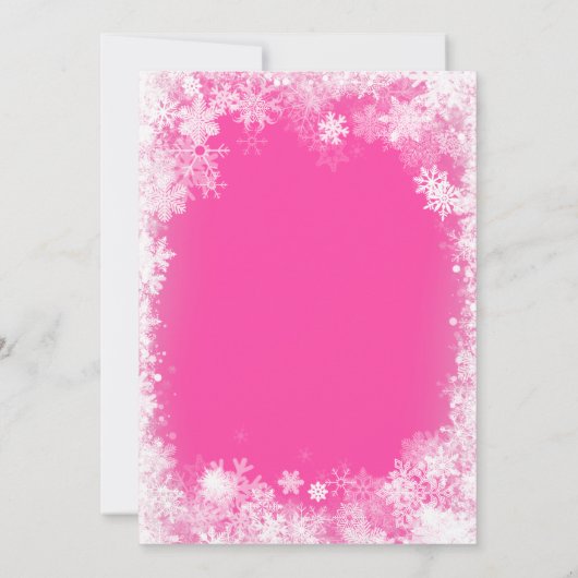 40歳の誕生日パーティー冬ワンダーランドピンク 招待状 (裏面)