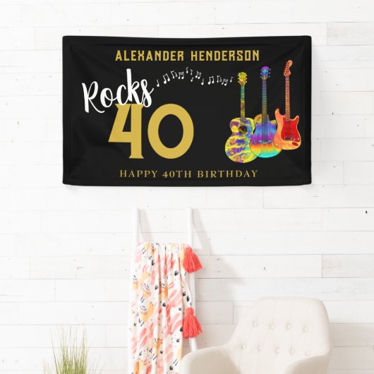40歳の誕生日パーティー名ギターズミュージックロック40 横断幕 (インサイチュ)