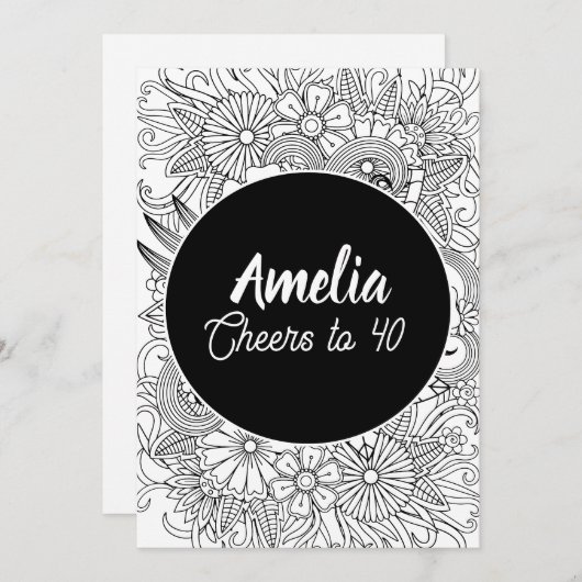 40歳の誕生日パーティー大人のフローラの色 シーズンカード (正面/裏面)