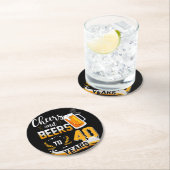 40歳の誕生日パーティー応援とビール40年 ラウンドペーパーコースター (インサイチュ)