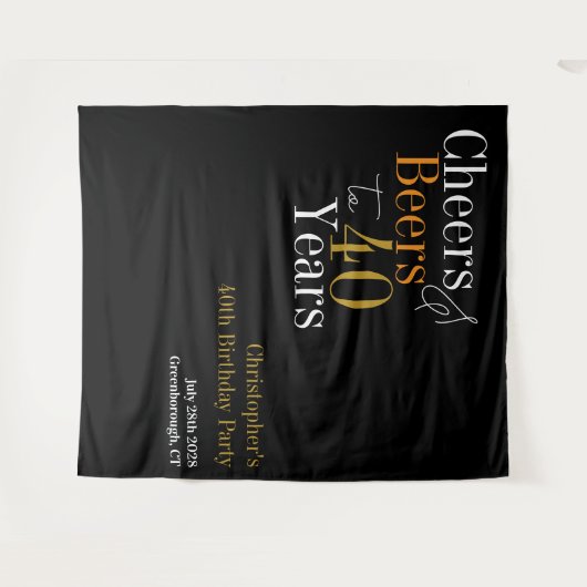 40歳の誕生日パーティー応援ビアーズ背景 タペストリー (正面(横))