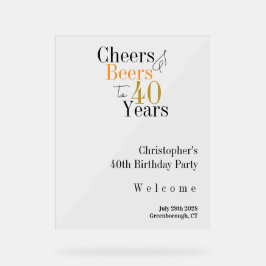 40歳の誕生日パーティー応援歓迎ミニマル アクリルサイン