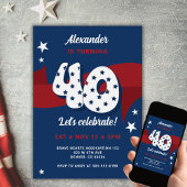 40歳の誕生日パーティー愛国的赤白青スター 招待状