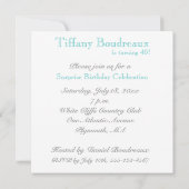 40歳の誕生日パーティー招待状 - アクア 招待状 (裏面)