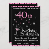 40歳の誕生日パーティー招待状 - コンビニグラス 招待状 (正面/裏面)