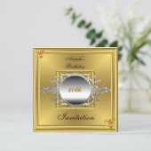 40歳の誕生日パーティー招待状 ゴールド シルバー 招待状 (スタンド正面)