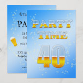 40歳の誕生日パーティー招待状（ビール付き） 招待状 (正面/裏面)