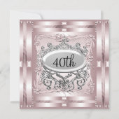 40歳の誕生日パーティー招待状 ピンク 招待状 (正面)