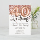40歳の誕生日パーティー招待状 ローズゴールド 招待状 (スタンド正面)
