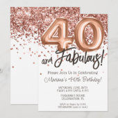 40歳の誕生日パーティー招待状 ローズゴールド 招待状 (正面/裏面)