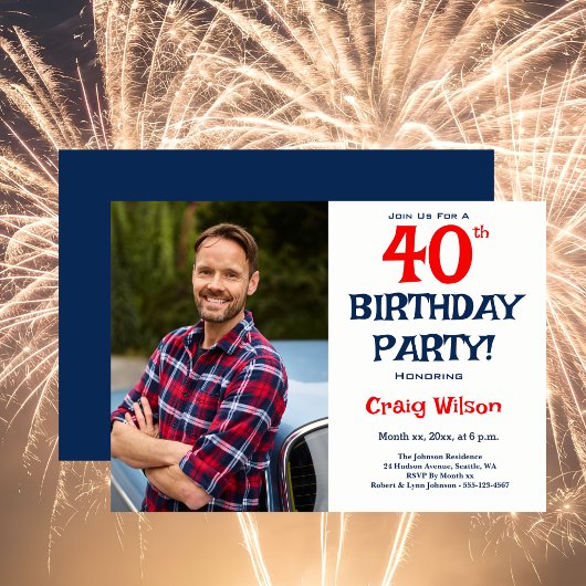 40歳の誕生日パーティー招待状（画像付き） 招待状