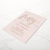 40歳の誕生日パーティー招待華ピンク 箔招待状 (回転した状態)