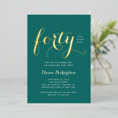 40歳の誕生日パーティー招待華 箔招待状 (立ち正面)