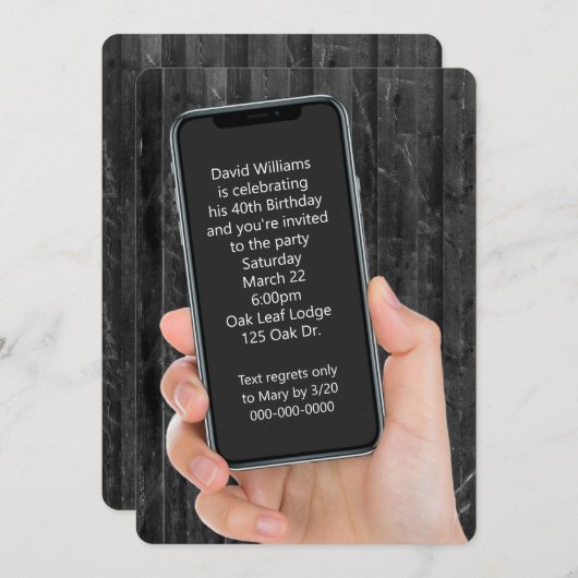 40歳の誕生日パーティー文字メッセージ 招待状 (正面/裏面)