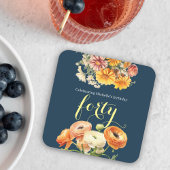 40歳の誕生日パーティー明エレガントるいフローラ スクエアペーパーコースター