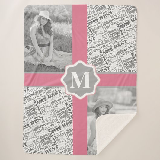 40歳の誕生日パーティー特別モノグラパーソナライズされたム シェルパブランケット (正面)