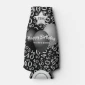 40歳の誕生日パーティー番号パターン白黒 ボトルクーラー (正面)