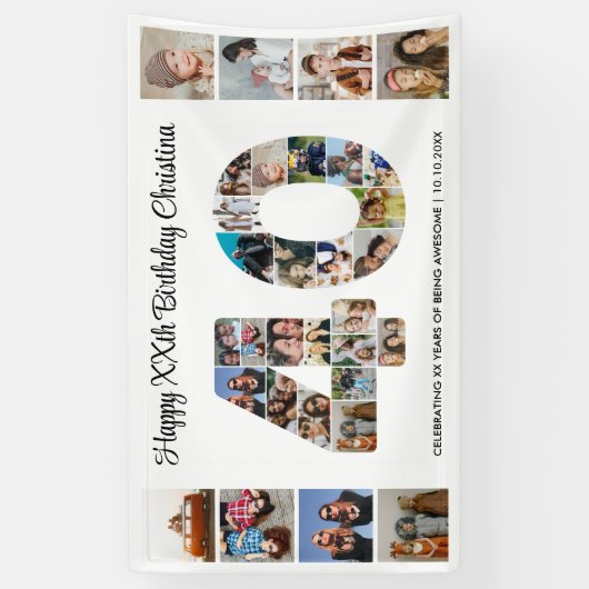 40歳の誕生日パーティー番号40フォトコラージュ 横断幕 (縦)