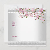 40歳の誕生日パーティー白ピンクの花フローラ 招待状 (裏面)