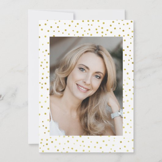 40歳の誕生日パーティー白金ゴールドピンク写真 招待状 (裏面)