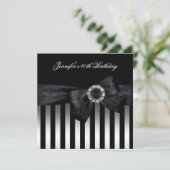 40歳の誕生日パーティー白黒ストライプダイヤモンド 招待状 (スタンド正面)