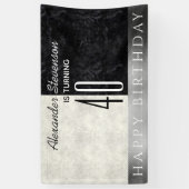 40歳の誕生日パーティー白黒大理石 横断幕 (縦)