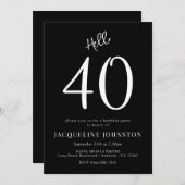 40歳の誕生日パーティー白黒 招待状 (正面/裏面)