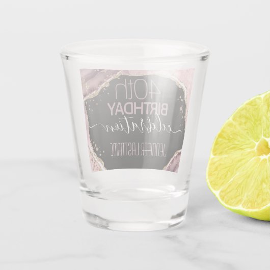 40歳の誕生日パーティー石と金ゴールドショットグラス ショットグラス (裏面)