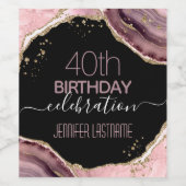 40歳の誕生日パーティー石と金ゴールド ワインラベル (シングルラベル)