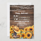40歳の誕生日パーティー素朴ヒマワリ 招待状 (正面)