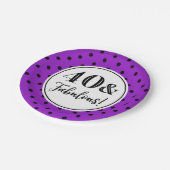 40歳の誕生日パーティー紫の黒の点 ペーパープレート (アングル)