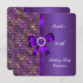 40歳の誕生日パーティー続編ピンクパープルダイヤモンド 招待状 (正面/裏面)