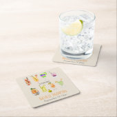 40歳の誕生日パーティー美しい水彩カクテル スクエアペーパーコースター (インサイチュ)