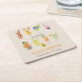 40歳の誕生日パーティー美しい水彩カクテル スクエアペーパーコースター (アングル)