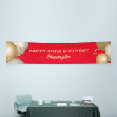 40歳の誕生日パーティー赤と金ゴールドバルーンのバナー 横断幕 (トレードショー)