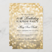 40歳の誕生日パーティー金ゴールドグリッター灯 招待状 (正面/裏面)
