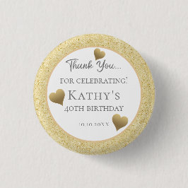 40歳の誕生日パーティー金ゴールドハート 缶バッジ