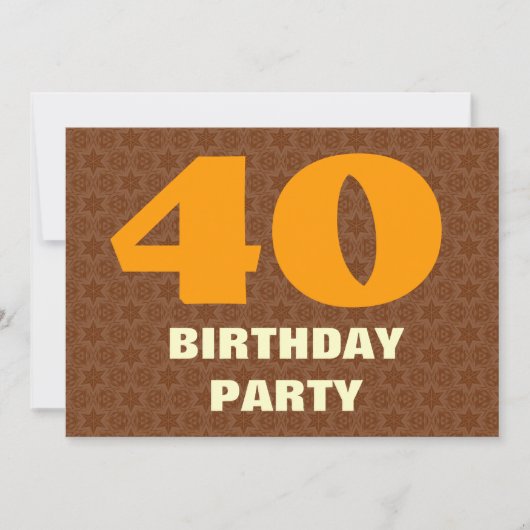 40歳の誕生日パーティー金ゴールドブラウンスターズVer 2 A211 招待状 (正面)