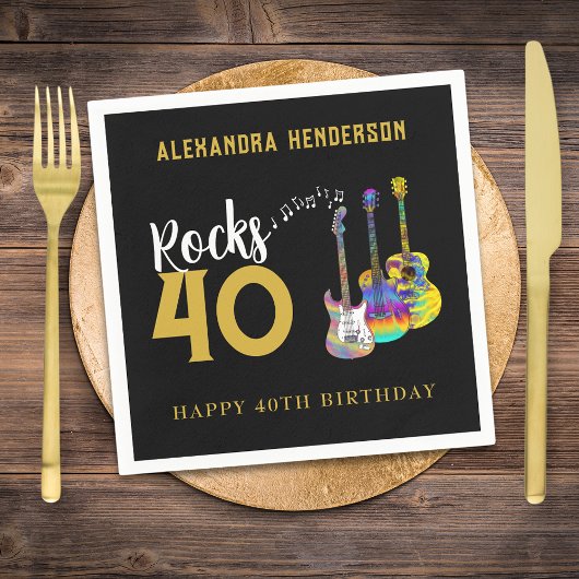 40歳の誕生日パーティー音楽ギターロック40 スタンダードカクテルナプキン