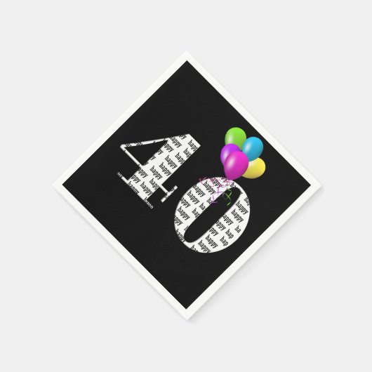 40歳の誕生日パーティー風船 スタンダードカクテルナプキン (角)