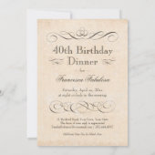 40歳の誕生日パーティー食べドリンクと素晴らしい40 招待状 (裏面)