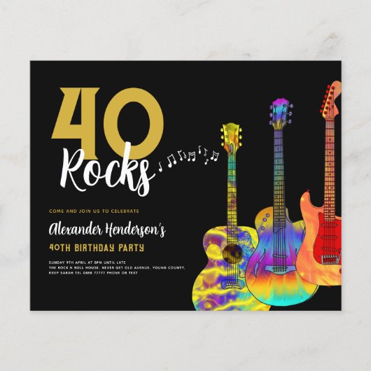 40歳の誕生日パーティー40 Rocks Guitar Budget チラシ (正面)