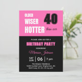 40歳の誕生日パーティー おばさん賢くてセクシーなお姉さん ホットピンク 招待状 (スタンド正面)