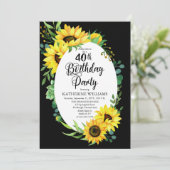 40歳の誕生日パーティー　ひまわり | ユーカリの花束 招待状 (スタンド正面)