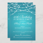 40歳の誕生日パーティー，ひもの星，ターコイ 招待状 (正面/裏面)