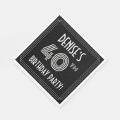 40歳の誕生日パーティー:アールデコスタイル+名前をカスタムする スタンダードランチョンナプキン (角)