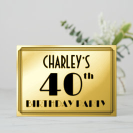 40歳の誕生日パーティー—アールデコ検索「40」 +名前 箔招待状